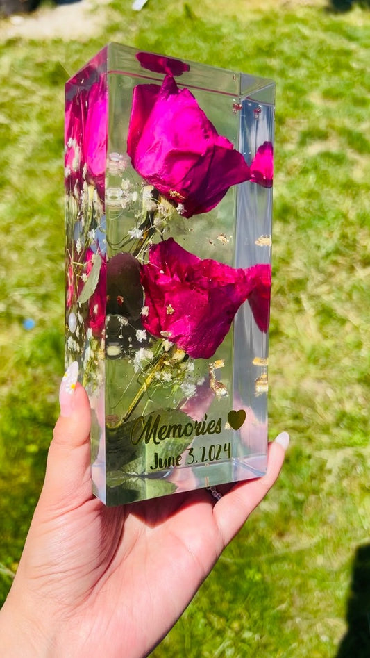 Custom Flower Preservation Resin Block - 3D Flower preservation (BestSeller)