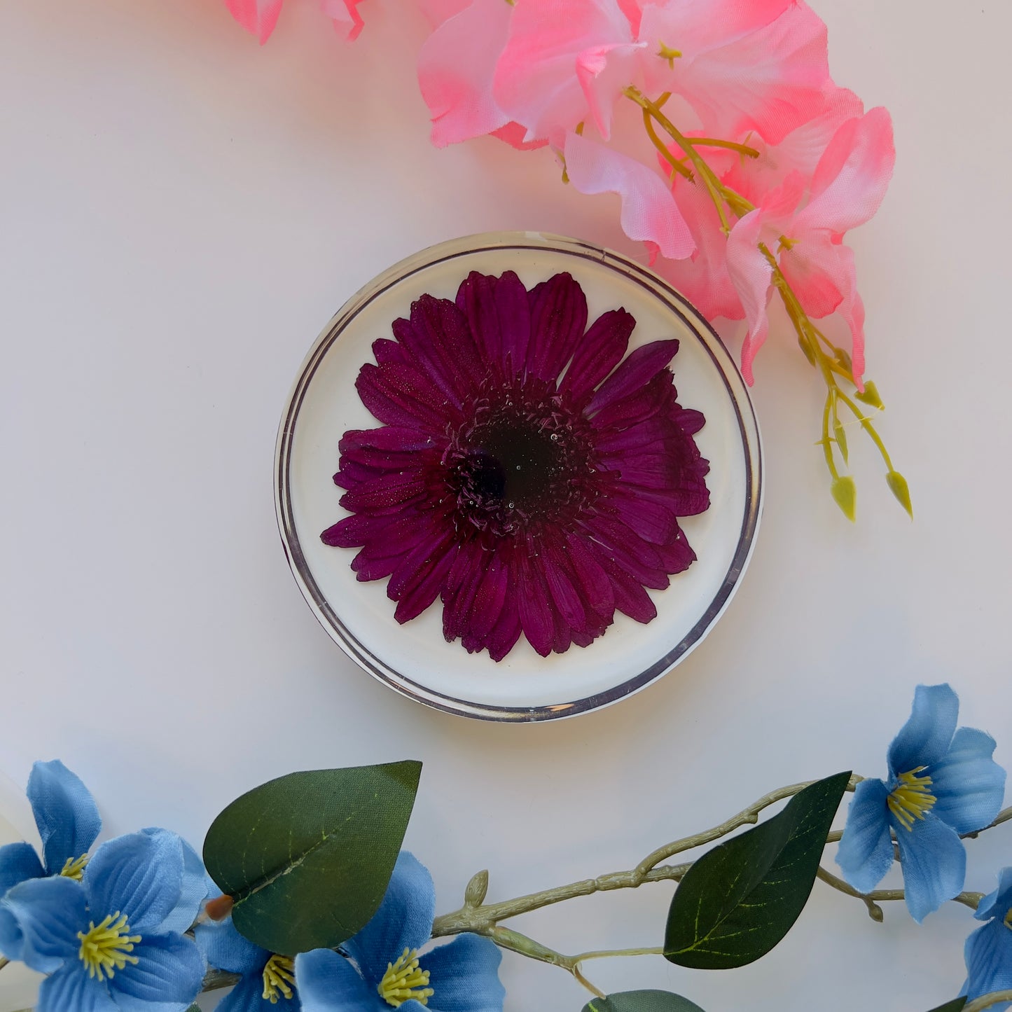 Preserved Flower Resin Coaster β 4 Inch Crystal Clear Aesthetic Gift