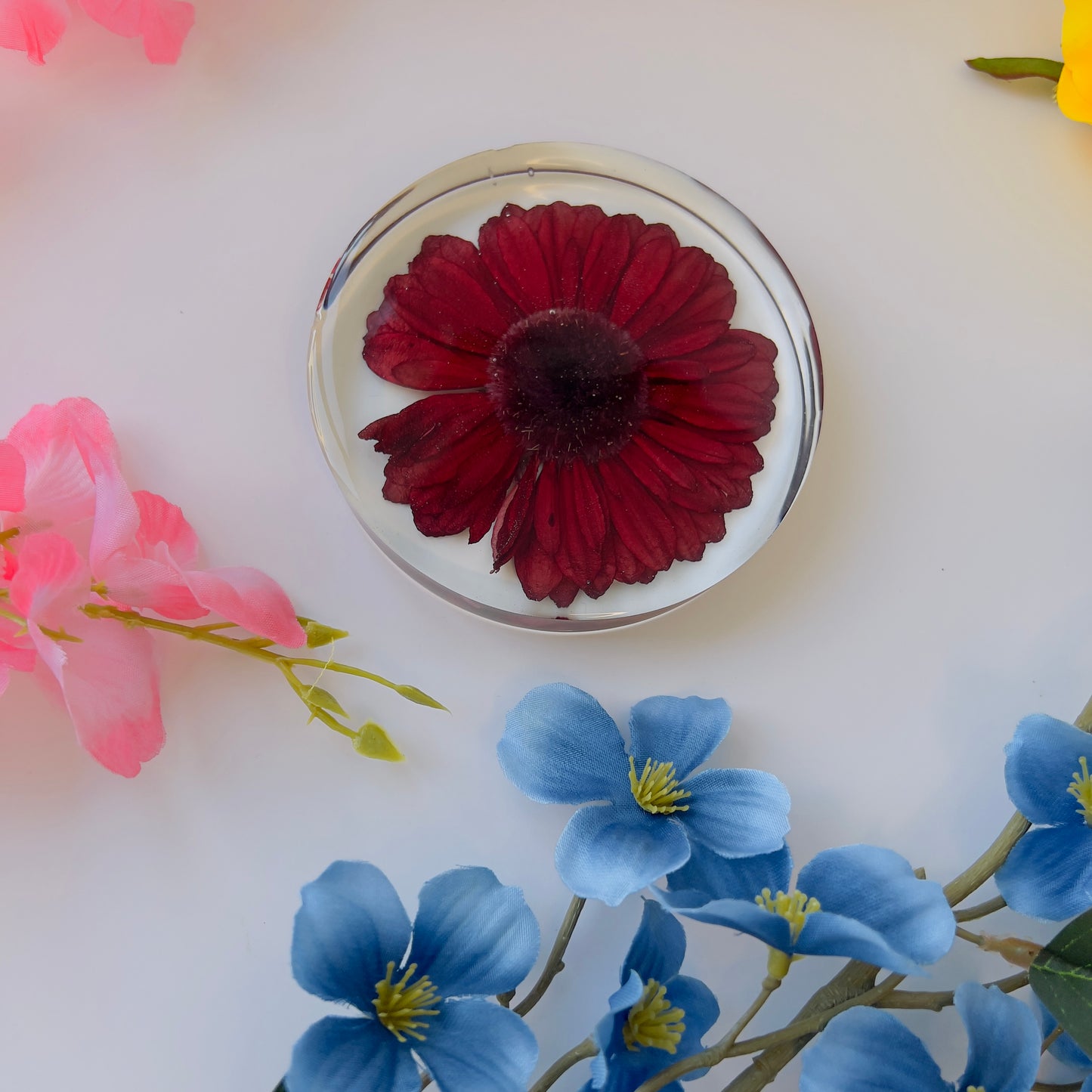 Preserved Flower Resin Coaster β 4 Inch Crystal Clear Aesthetic Gift