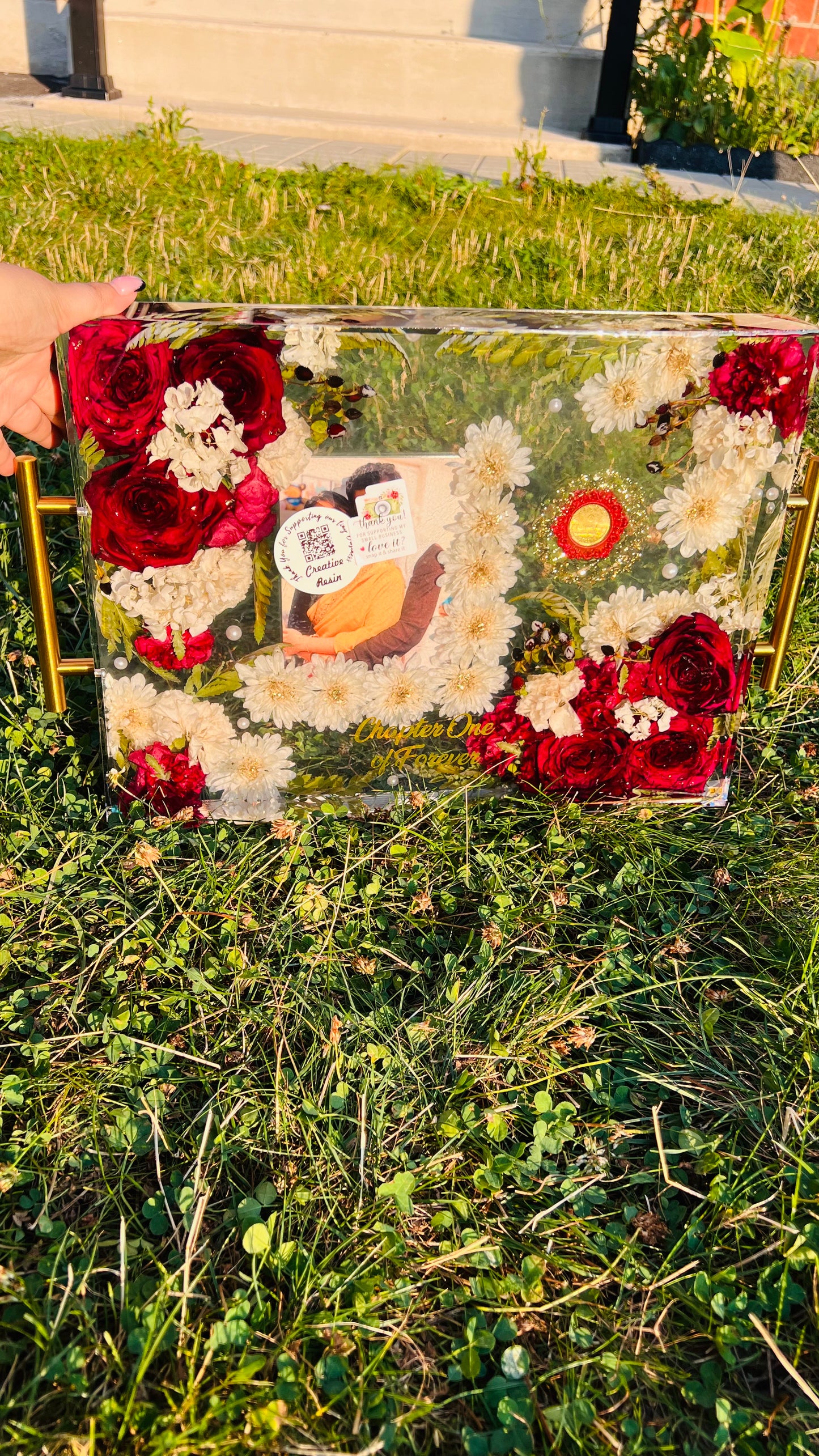 Custom Bouquet Preservation in Acrylic Resin Tray – Multiple Sizes 🌸✨- 3D Flower preservation