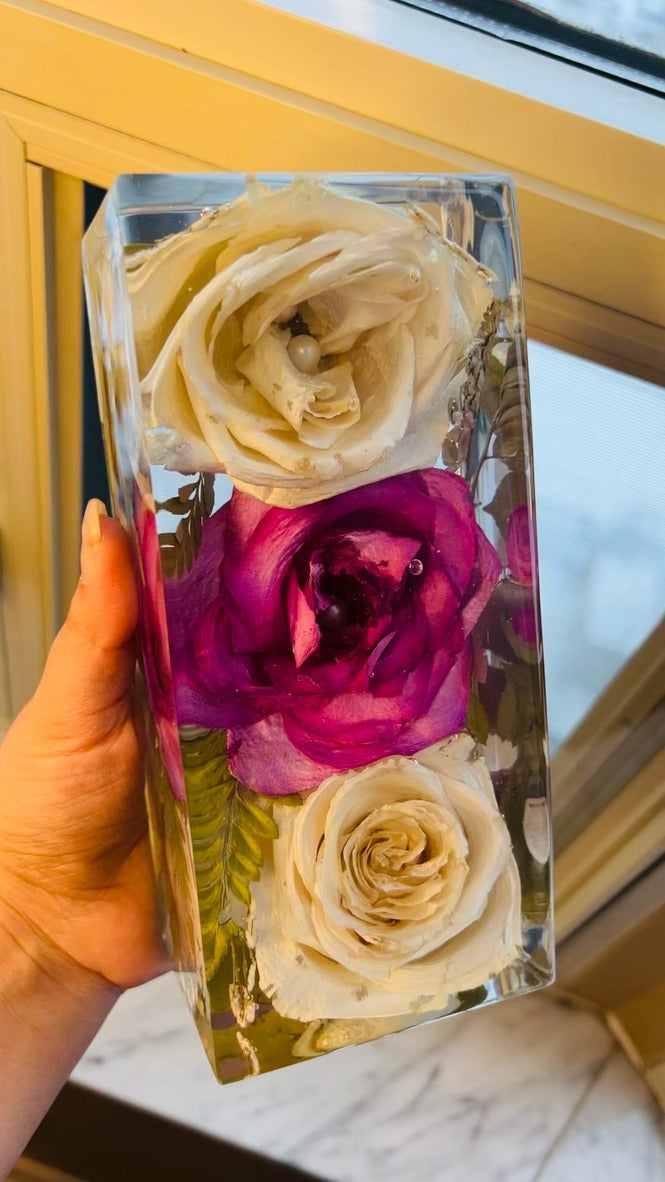 Custom Flower Preservation Resin Block - 3D Flower preservation (BestSeller)