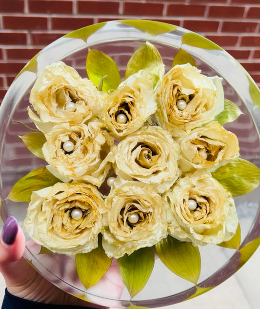 Custom Free-Standing Round Block – 8 Inches Tall & 2 Inches Thick 🌸✨- 3D Flower preservation