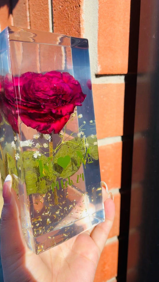Custom Flower Preservation Resin Block - 3D Flower preservation (BestSeller)