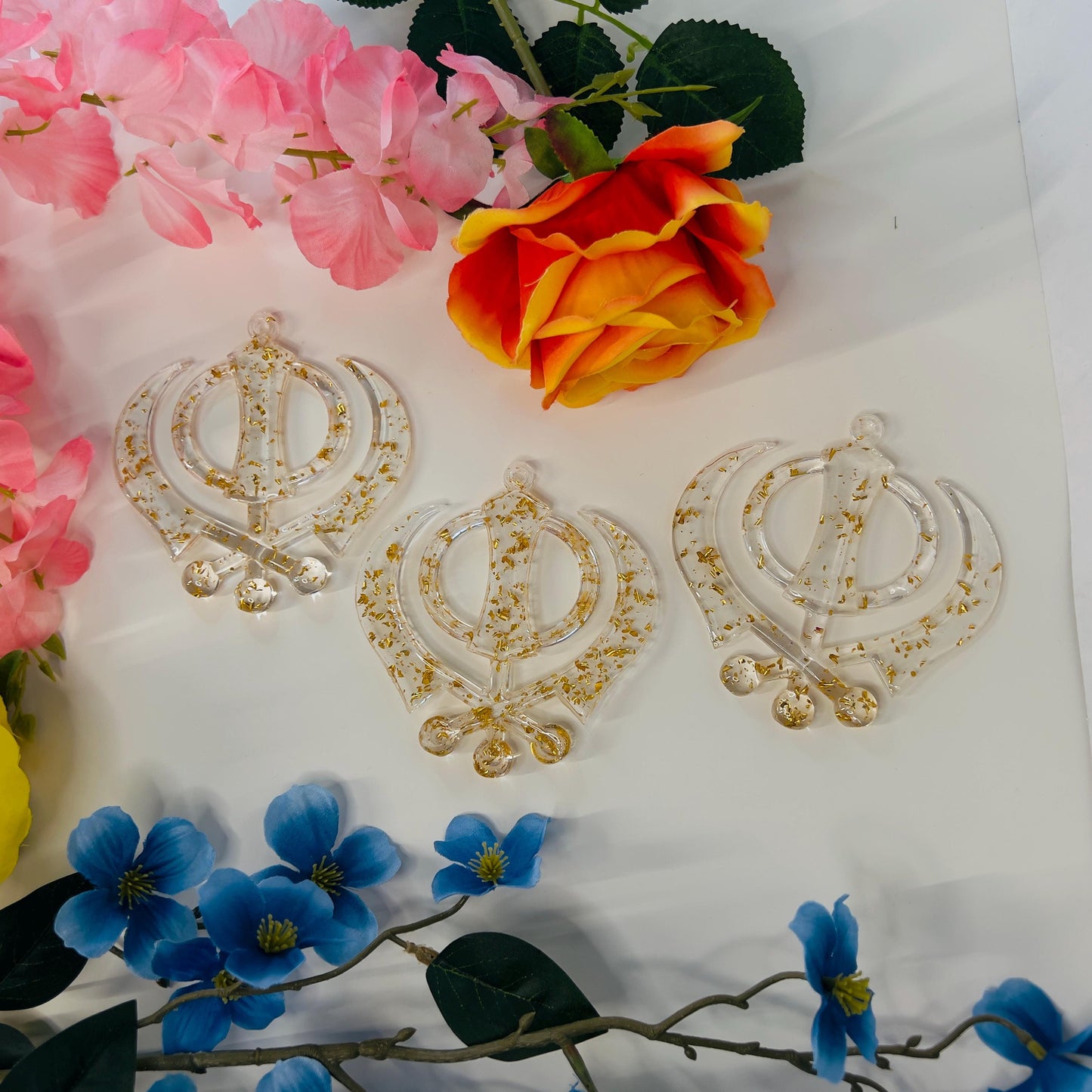3D Khanda Sikh Car Hanging – Handmade Khanda Resin Art, Perfect Spiritual Gift