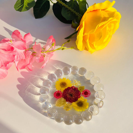 Aesthetic Floral Resin Bubble Trinket Dish – Handmade Coaster & Jewelry Tray with Pressed Flowers - Perfect gift for Her