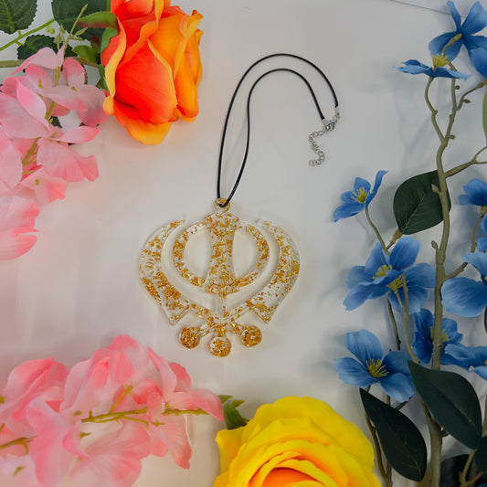 3D Khanda Sikh Car Hanging – Handmade Khanda Resin Art, Perfect Spiritual Gift